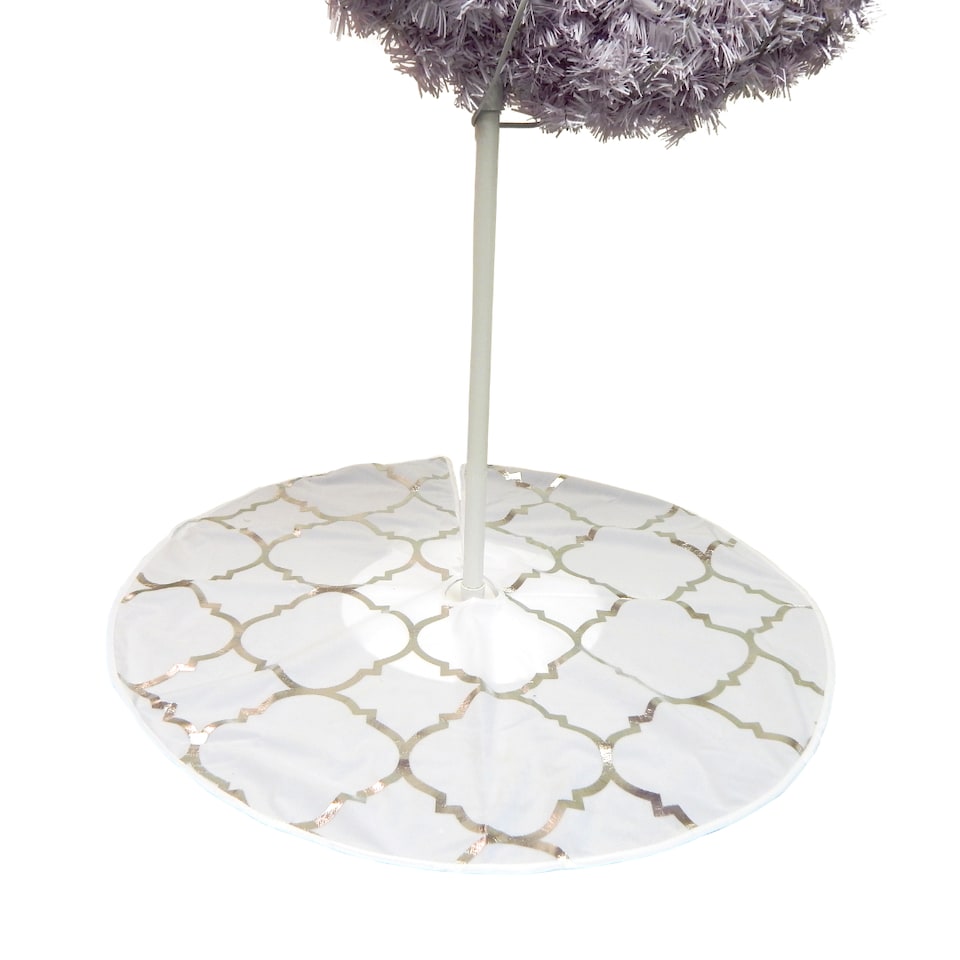 image 1 of Tree Skirt - White & Silver Foil