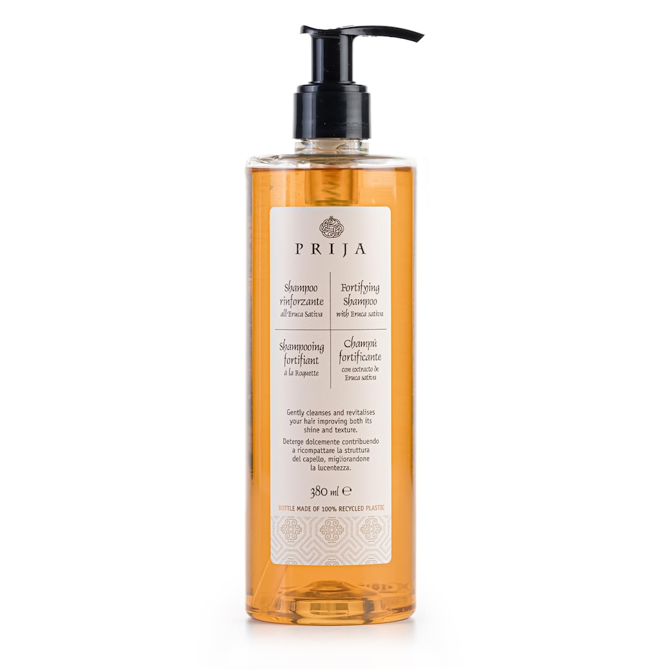 image 1 of Prija Fortifying Shampoo Cleanses and Revitalises with Eruca Sativa for All Hair Types, Hydrating Shampoo Improves Shine and Texture, Vegan Friendly 380ml
