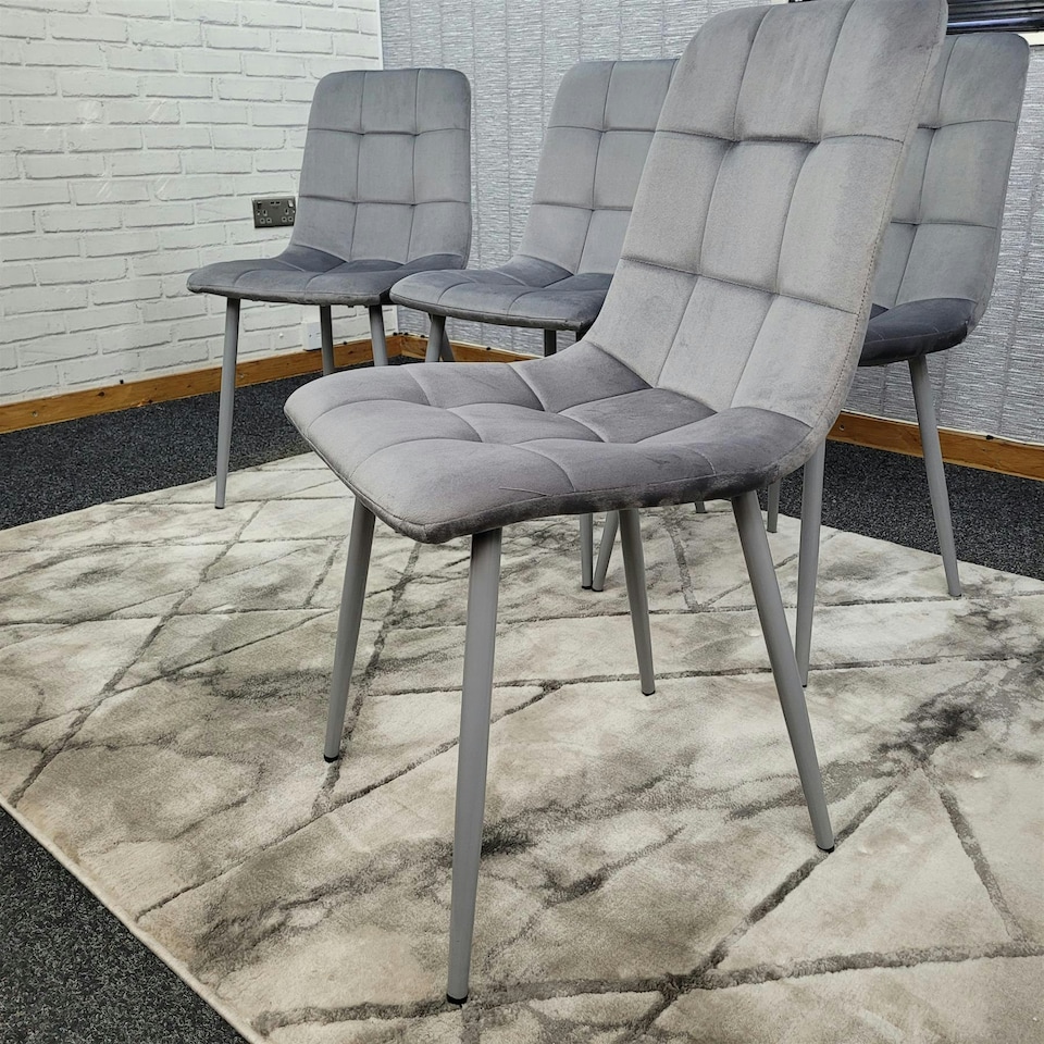 image 1 of Dining Chairs Set of 4 Grey Velvet Kitchen Chairs Grey