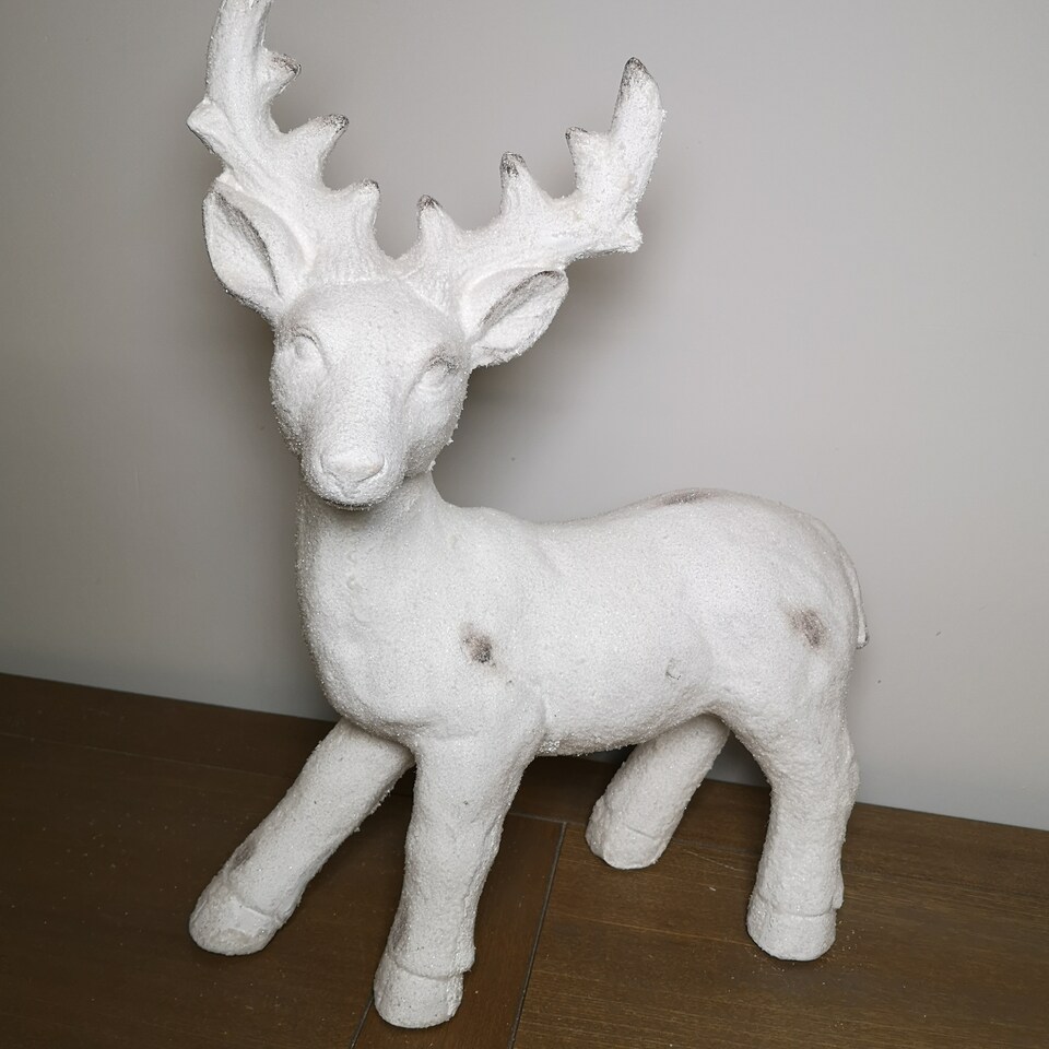 image 1 of 52cm Snow Effect Standing Pot Reindeer Christmas Ornament