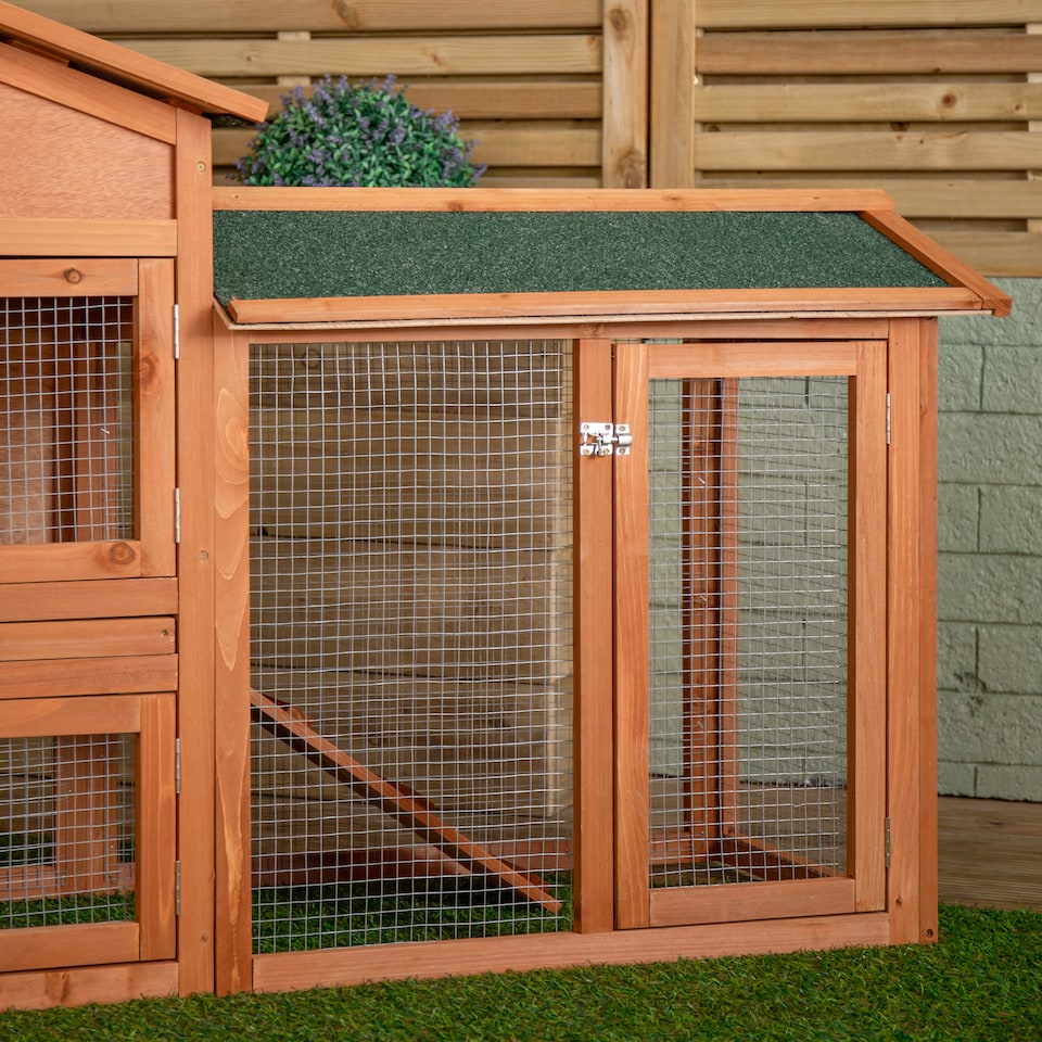 image 1 of 88cm x 1.79m Samuel Alexander Large Wooden Outdoor Hutch for Small Animals with Run