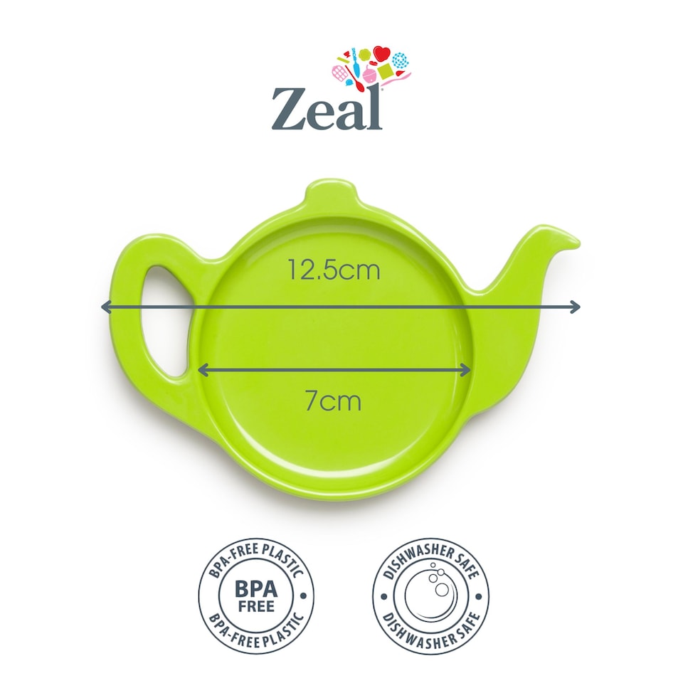 image 1 of Zeal Teapot Shaped Melamine Tea Bag Tidy Spoon Rest, Lime