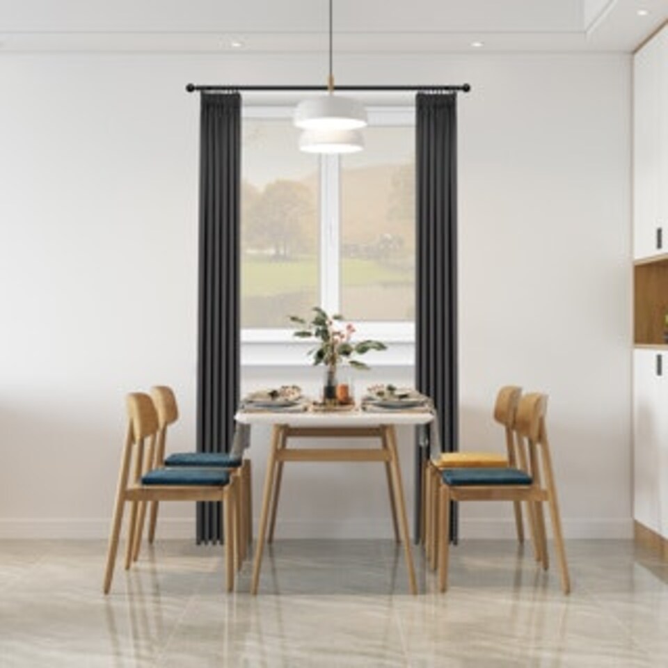 image 1 of 25-28mm Ball End Black Metal Curtain Pole Set 170 - 170cm | Black | Black