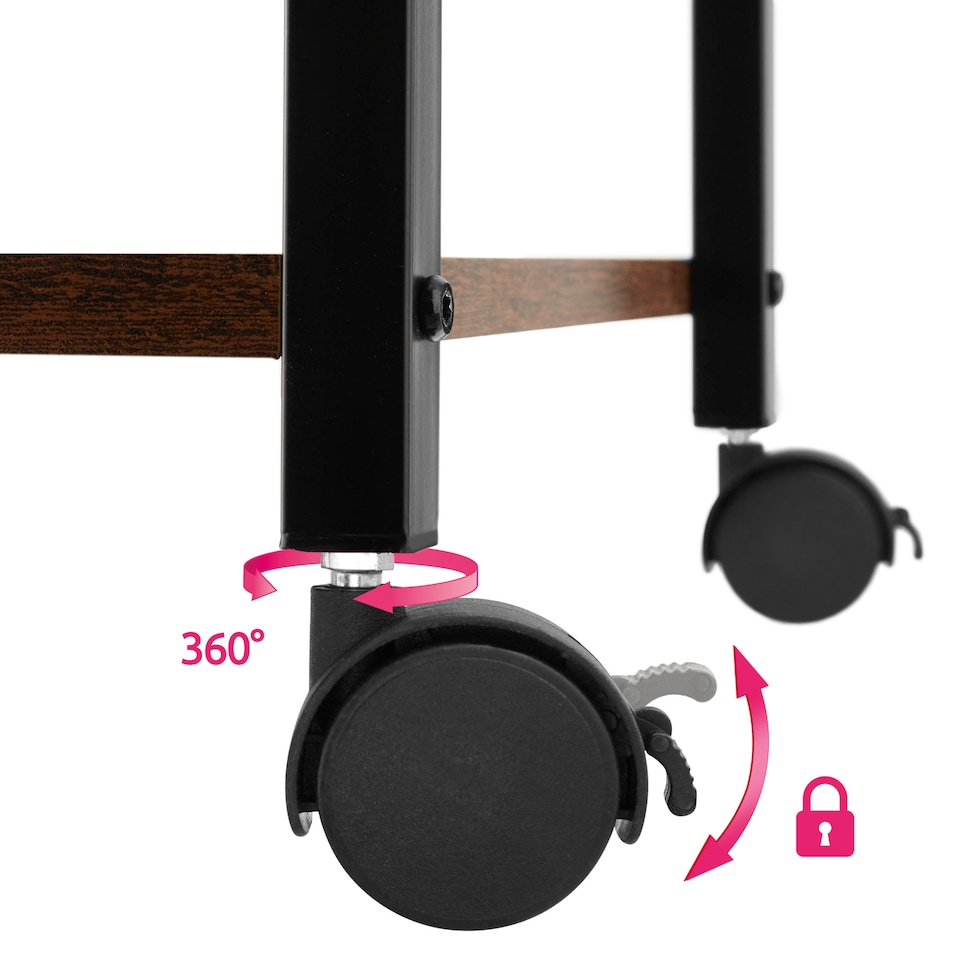 image 1 of Drinks Trolley Worcester - 3 shelves and removable tray, 4 swivel castors with parking brake | Brown | Industrial wood dark, rustic | 65 x 41,50 x 87 cm | 1