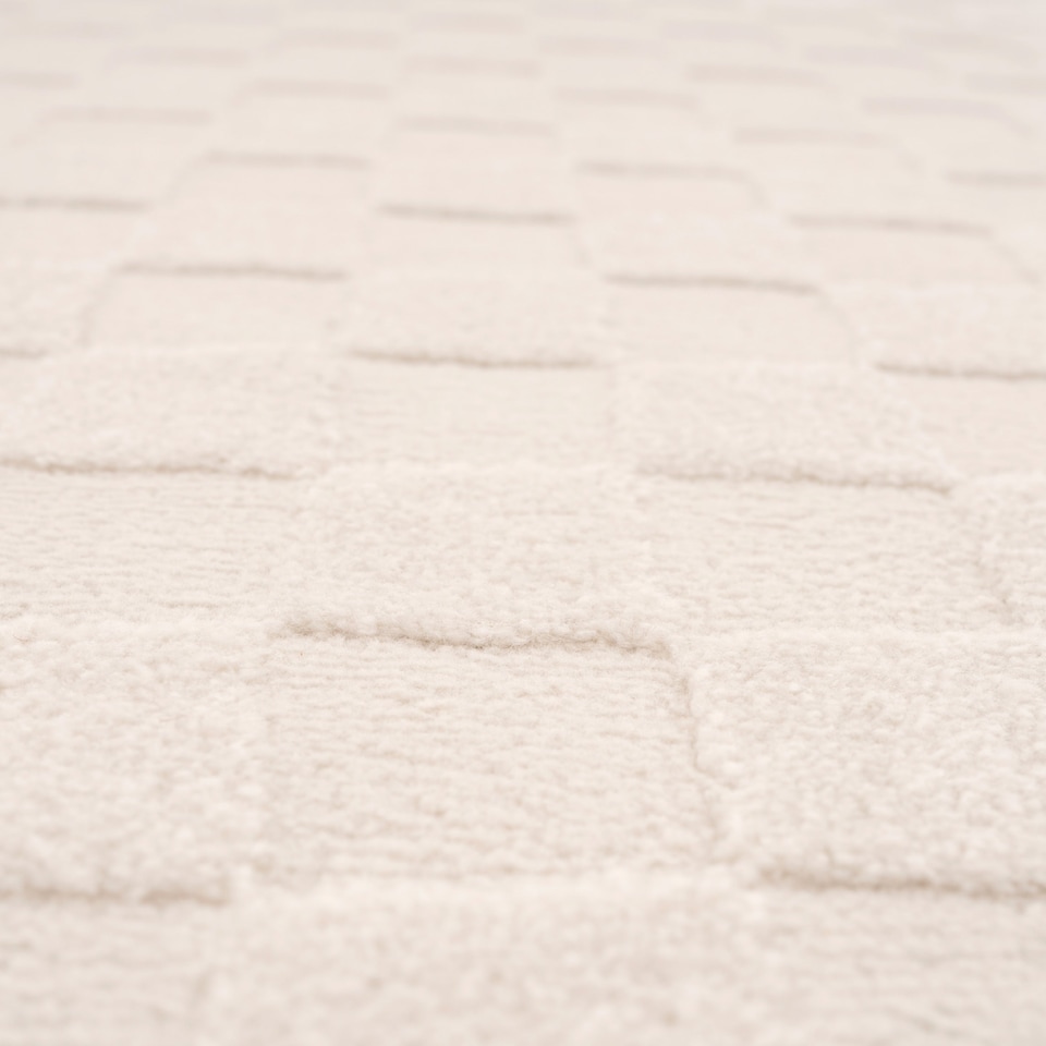 image 1 of KUKOON Retro Checkerboard Plush Pile Cream Beige Living Room Area Rug 240cm x 330cm