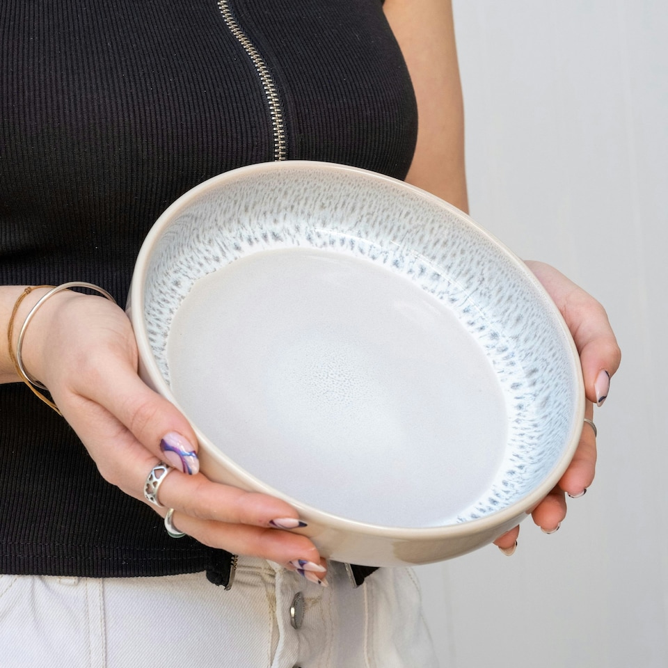 image 1 of Scandi Home Set of Four Stockholm 20cm Oatmeal Artisan Glaze Ceramic Pasta Bowls Cream