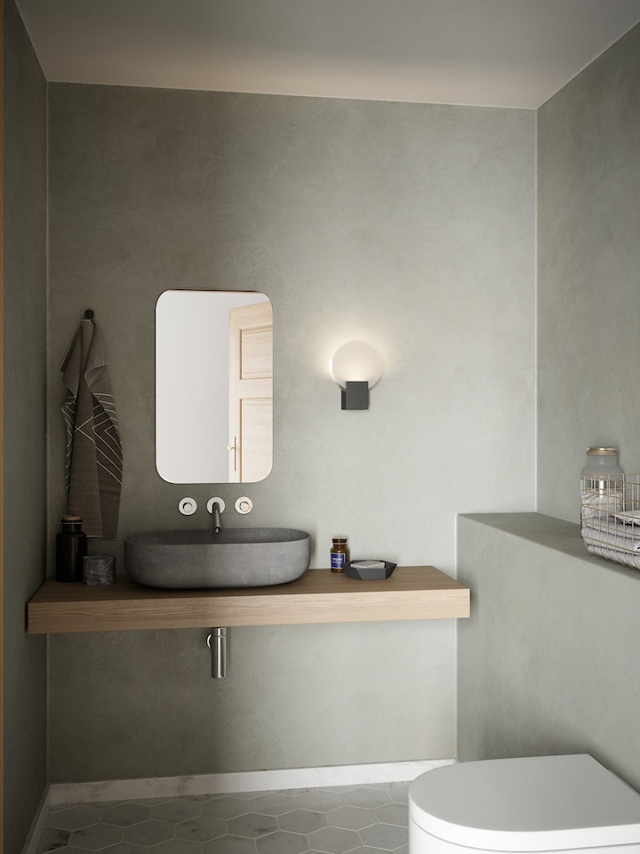 image 1 of Nordlux Hester Indoor Wall Light Black Plastic Intergrated LED  3-Level Dimming - Mains Powered, IP44 | Black | Black