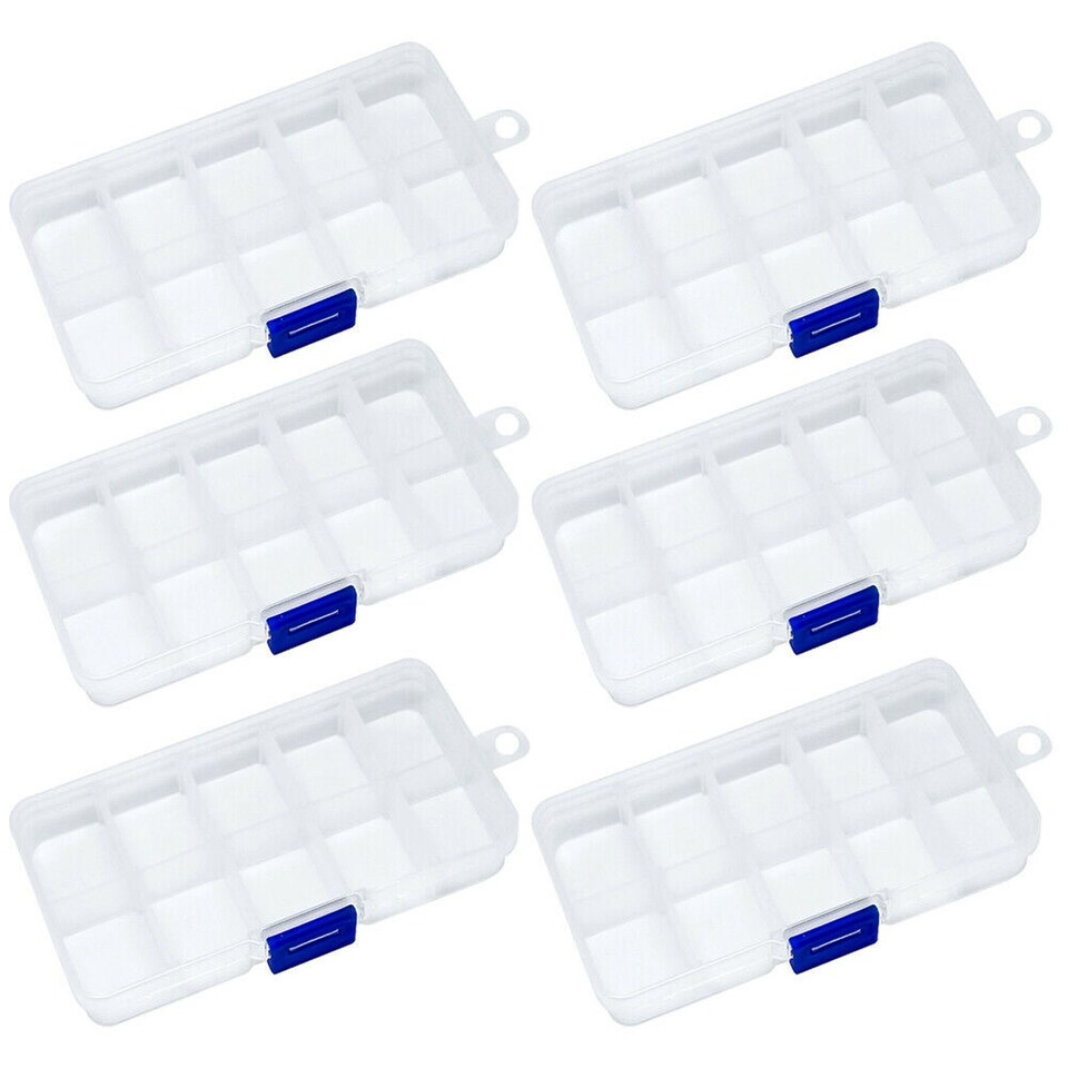 image 1 of 10 Compartment Plastic Craft Storage Box | Small Organiser Case for Beads, Jewellery, Fishing Tackle & Accessories