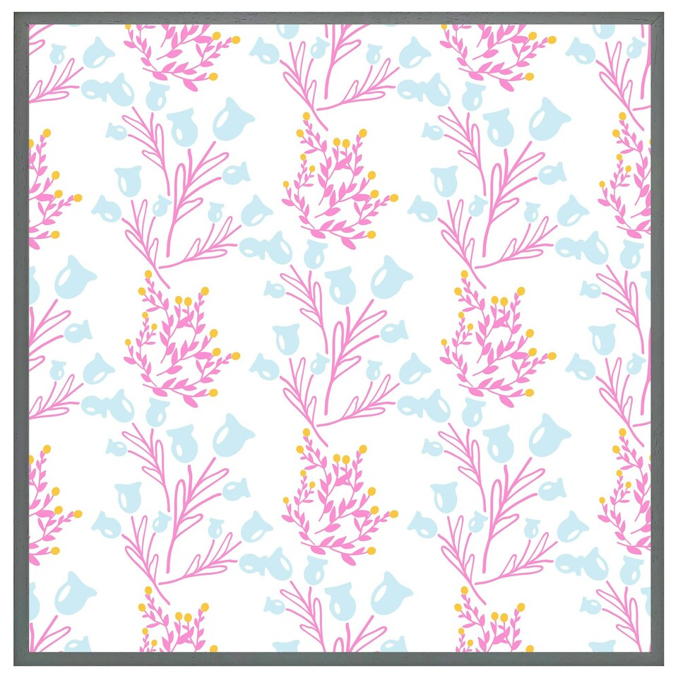 image 1 of Pink & blue flower design (Picture Frame) Black | L