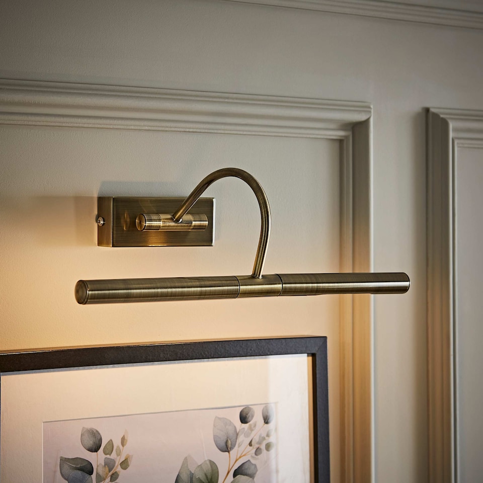 image 1 of ValueLights Modern Adjustable Antique Brass Picture Wall Light | Gold