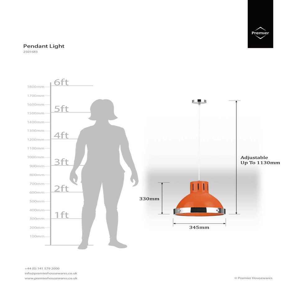 image 1 of Interiors by Premier Jasper Orange and Chrome Pendant Light