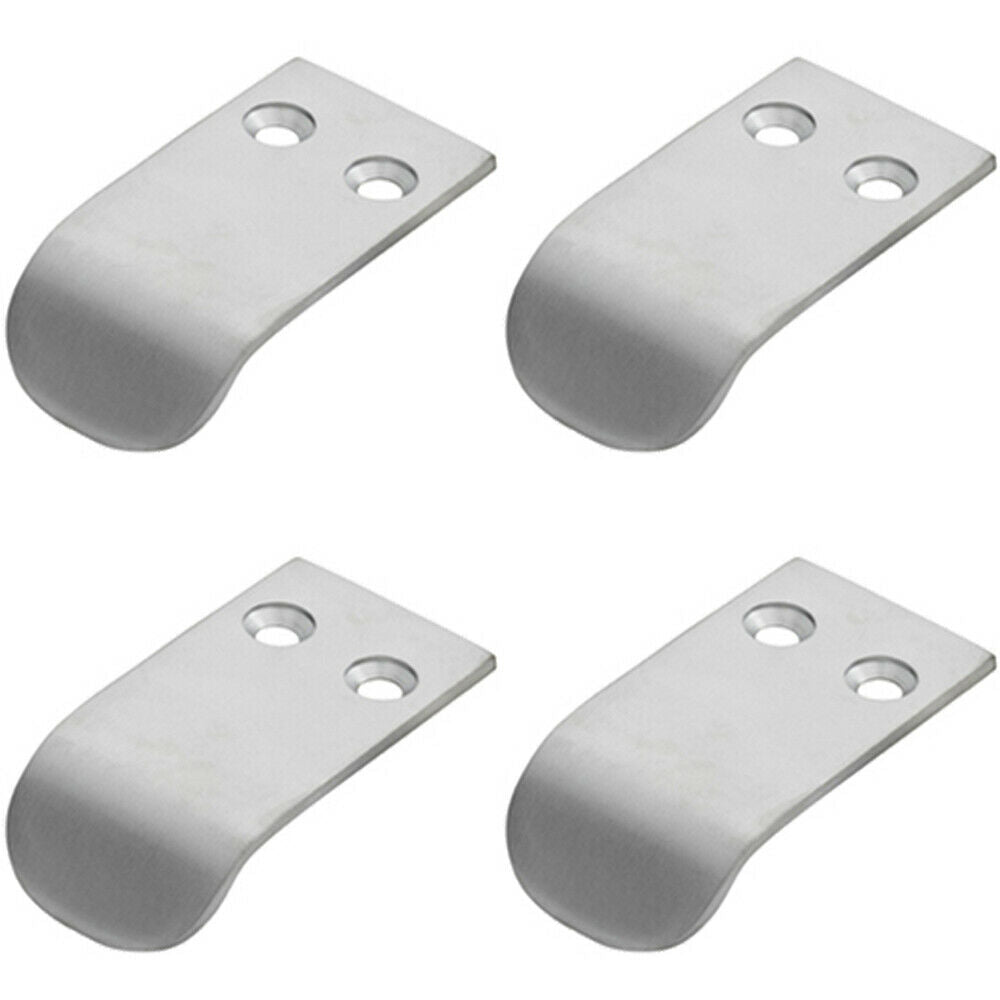 Loops 4x Semi Concealed Cabinet Finger Pull Handle 12mm Fixing Centres Satin Chrome