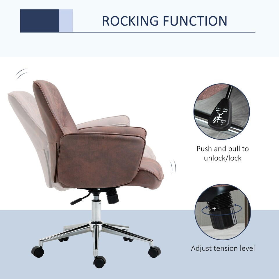 image 1 of Vinsetto Home Office Chair Microfibre Swivel Chair for Home Study, Red
