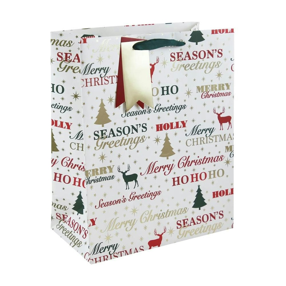 Pack of 12 Christmas Greetings Stag Large Gift Bags