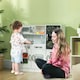 image 2 of AIYAPLAY Play Kitchen, Pretend Toy Kitchen with Toy Phone, Chalkboard, White