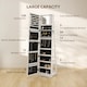 image 4 of HOMCOM 360  Swivel Jewellery Cabinet, Free Standing Full Length Mirror with Storage, Lockable Jewellery Organiser with Built-in Makeup Mirror and Storage Shelves for Bedroom, White