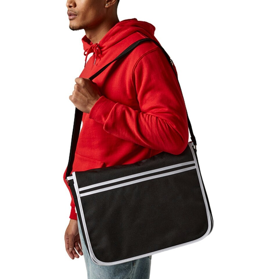 image 1 of Bagbase Retro Adjustable Messenger Bag (12 Litres) (Pack Of 2) - Black/White - One Size Black