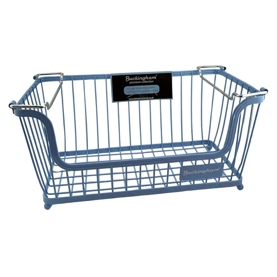 Buckingham Multi-Purpose Stackable Storage Organising Basket 30.5 x 16 x 15 cm Baby blue