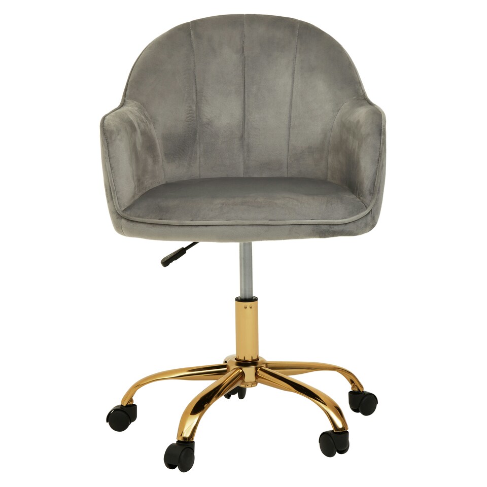 image 1 of Interiors by Premier Brent Grey Velvet And Gold Home Office Chair