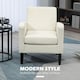 image 3 of HOMCOM Modern Armchair Accent Chair with Rubber Wood Leg for Bedroom Cream White