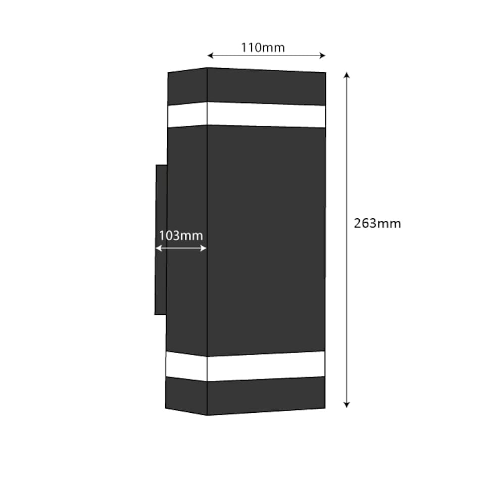 image 1 of Auraglow Dusk Till Dawn Sensor Double Up & Down Wall Light - THRUXTON | Black | Black/Fitting Only
