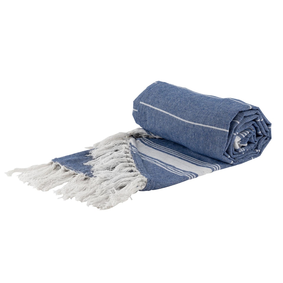 image 1 of Nicola Spring Round Turkish Cotton Beach Towel - 190cm - Navy | Blue | Navy