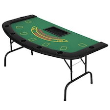 HOMCOM 7-Player Folding Poker Table, Chip Tray, Cup Holders, 182 x 91 cm