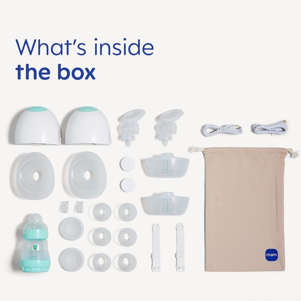 image 1 of MAM Move Double Wearable Breast Pump with 3 Modes and Silent Breast Milk Pump