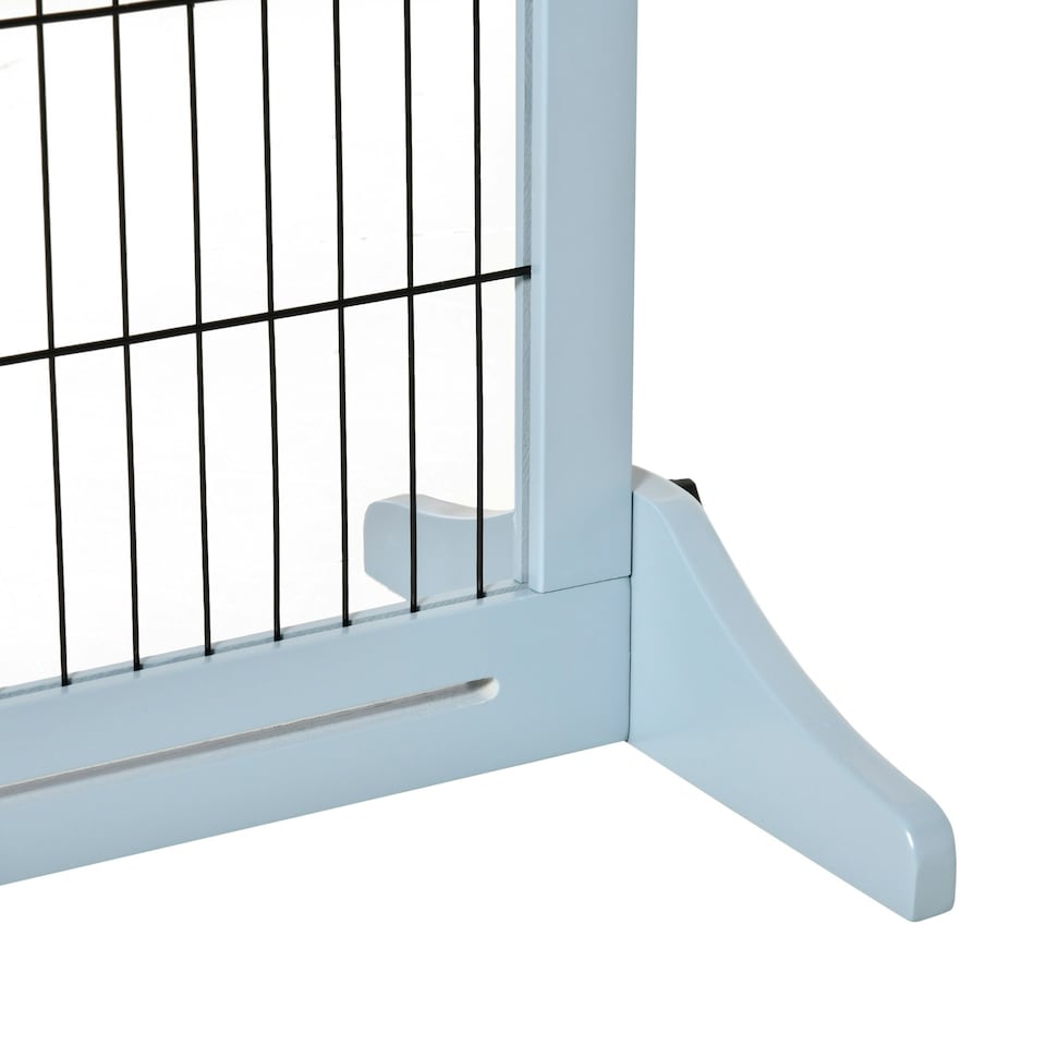 image 1 of PawHut Adjustable Wooden Pet Gate Freestanding Dog Barrier for Doorway, Grey