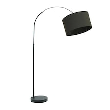 ValueLights Louis Black Arched Curved Floor Lamp with Charcoal Shade | Grey