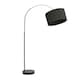 image 1 of ValueLights Louis Black Arched Curved Floor Lamp with Charcoal Shade | Grey