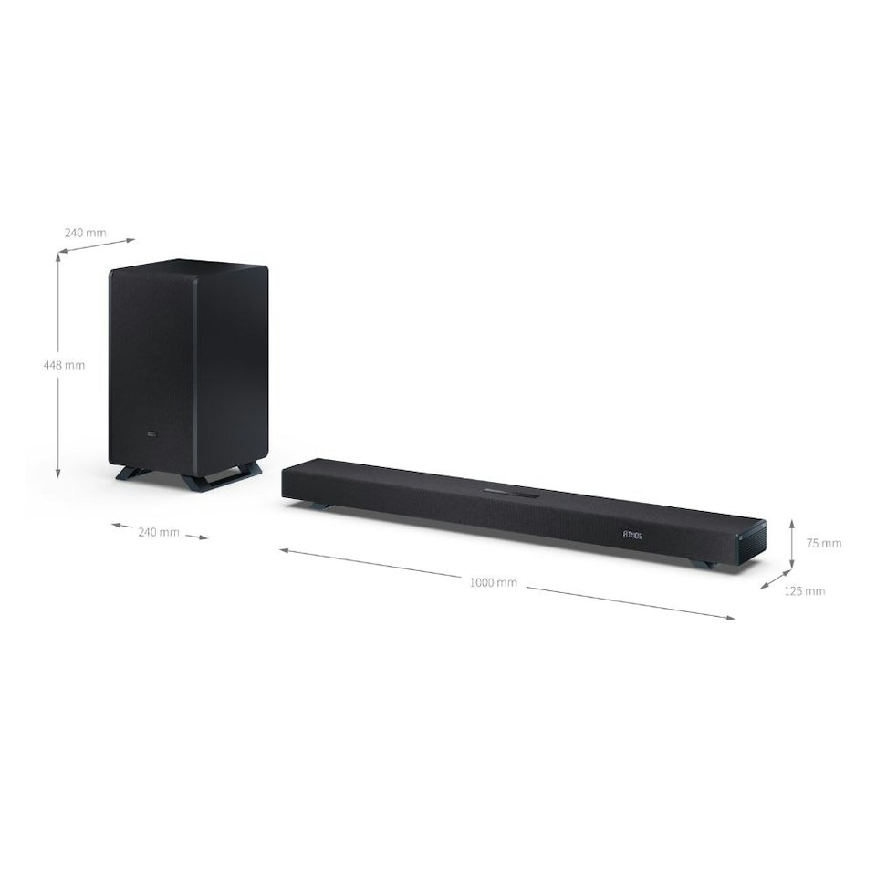 image 1 of SHARP HT-SBW53121(BK) Q 3.1.2 Dolby Atmos / DTS:X Soundbar with Wireless Subwoofer - Black