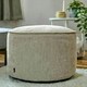image 3 of icon Round Chenille Bean Bag Pouffe Natural Large Chenille Footstool Cream