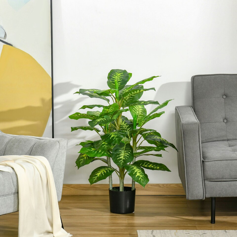 image 1 of HOMCOM 95cm Artificial Evergreen Tree Fake Plant in Pot Indoor Decor
