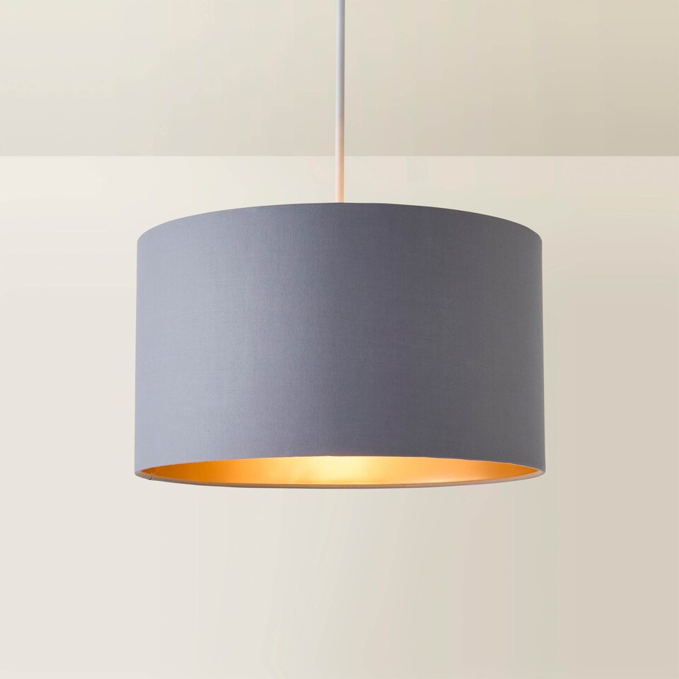 image 1 of ValueLights Reni Large Grey And Copper Ceiling Pendant Shade | Grey