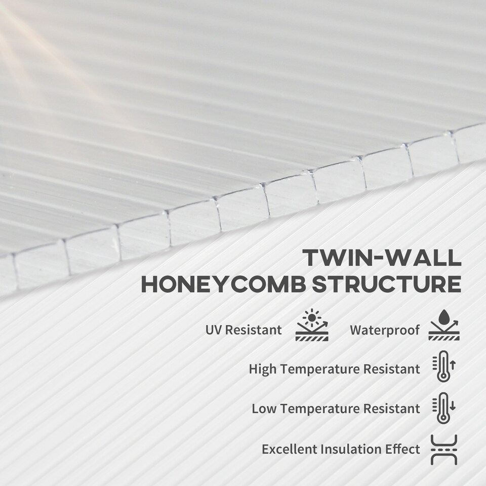 image 1 of Outsunny 14 Pieces Twin-Wall Greenhouse Polycarbonate Sheets, 121 x 61 x 0.4cm
