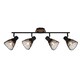 image 3 of COSYLYTE Hadley 4 Light Matt Black Wire Shade Spotlight with Wooden Backplate | Black | Walnut wood | 1
