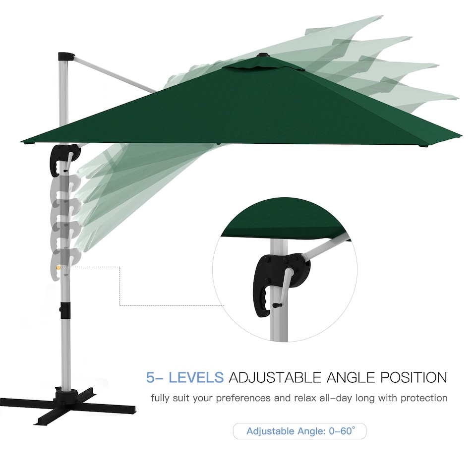 image 1 of Outsunny 3 x 3(m) Cantilever Roma Parasol with Cross Base Green