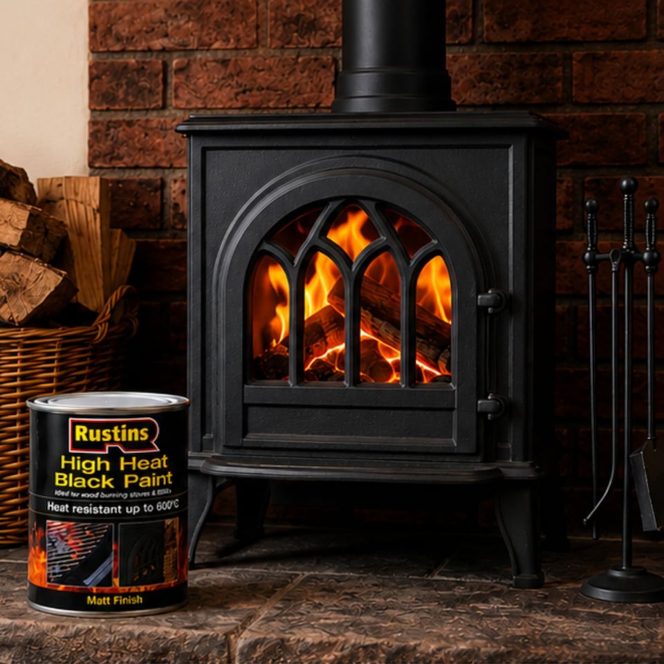 image 1 of Rustins High Heat Paint 600C Black 250Ml - HRBL250