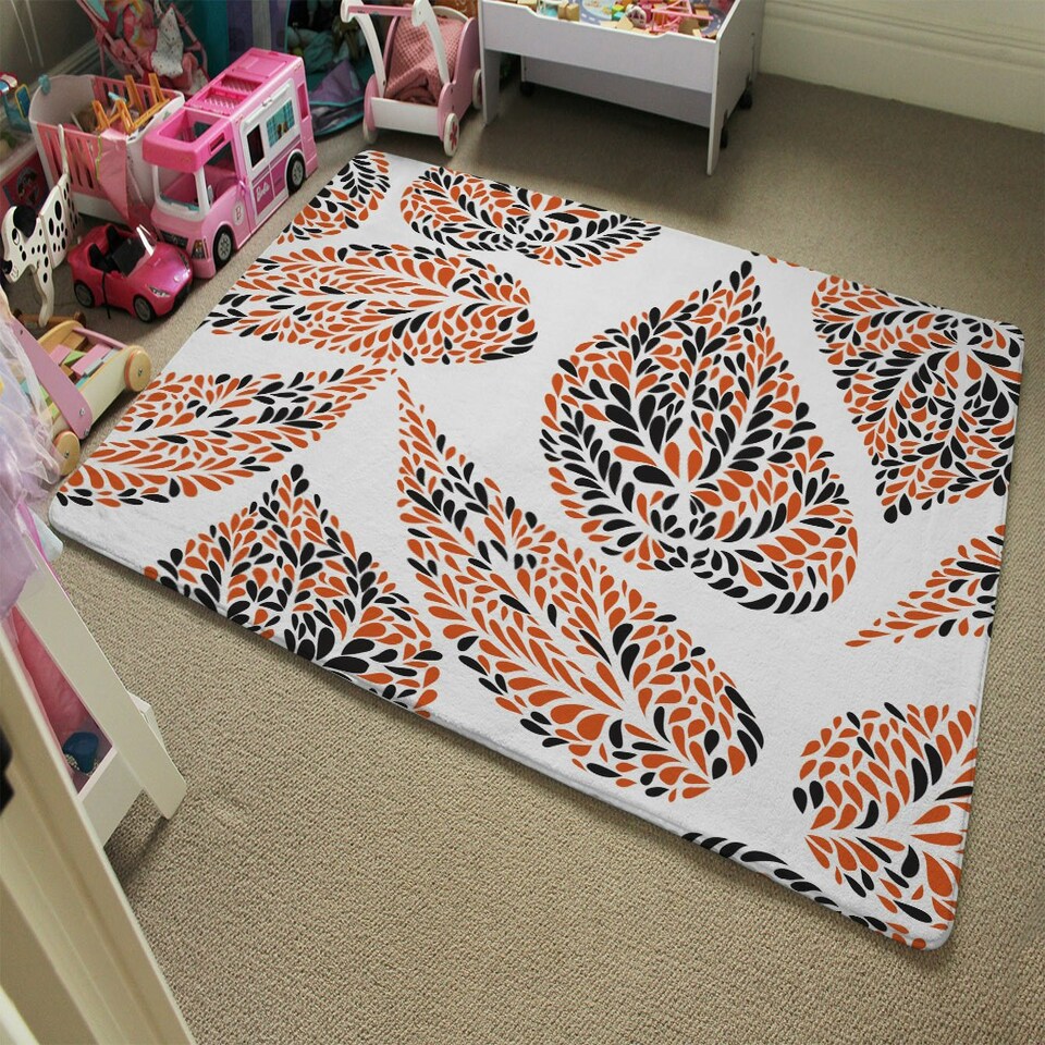 image 1 of Leaf Droplets (Rug) Orange | Large: 140x200cm