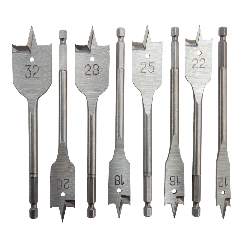 image 1 of Bahco Flat Drill Bit Set (Pack of 8) | Silver | Silver | One Size | 1