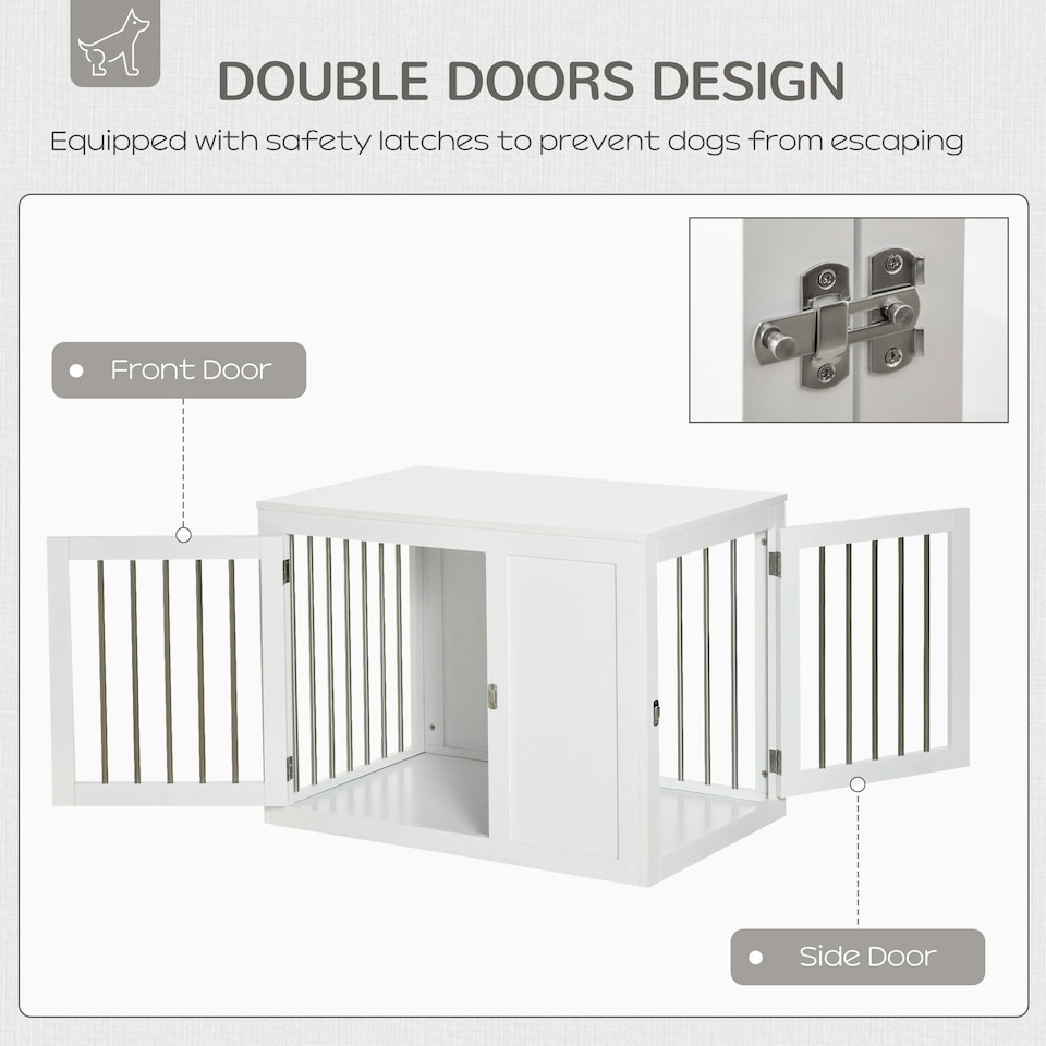 image 1 of PawHut Furniture-Style Dog Crate End Table w/ 2 Doors, for Medium Dogs
