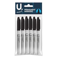 Pack of 6 Black Permanent Markers