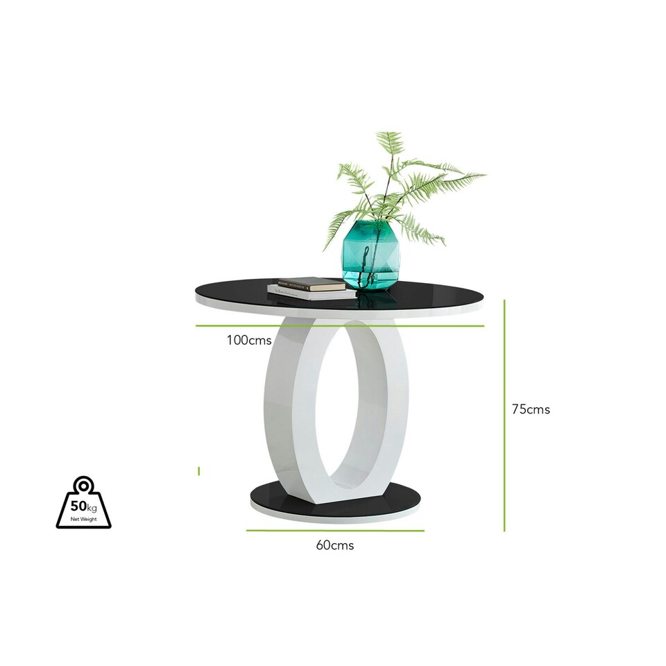 image 1 of Furniturebox Giovani High Gloss And Glass 100cm Round Dining Table