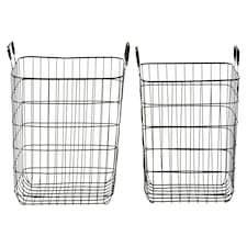 Set of 2 Rowan Black Wire Storage Baskets Black