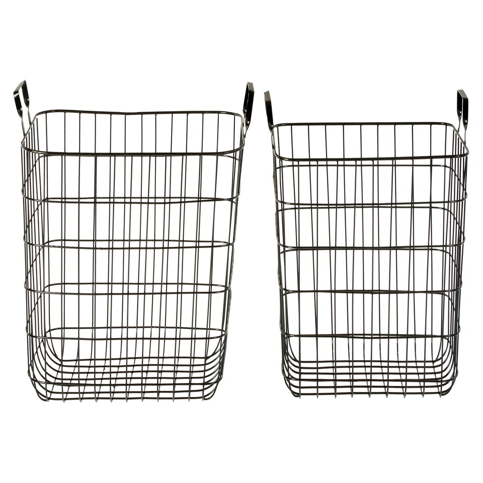 image 1 of Set of 2 Rowan Black Wire Storage Baskets Black