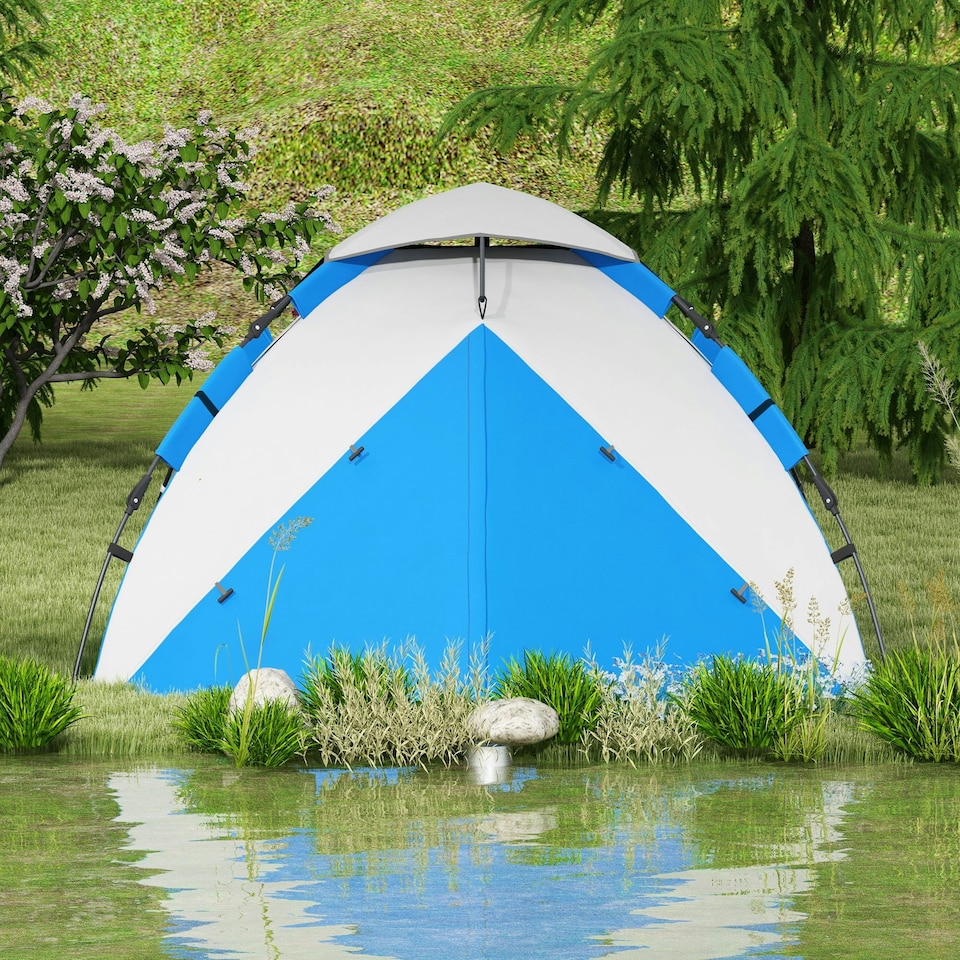 image 1 of Outsunny 3-4 Man Camping Tent Portable with Bag, Quick Setup, Dark Green