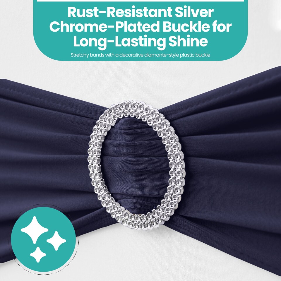 image 1 of 13"x5" Spandex Chair Bands with Slider Buckle, Elastic Chair Sash - 10pcs