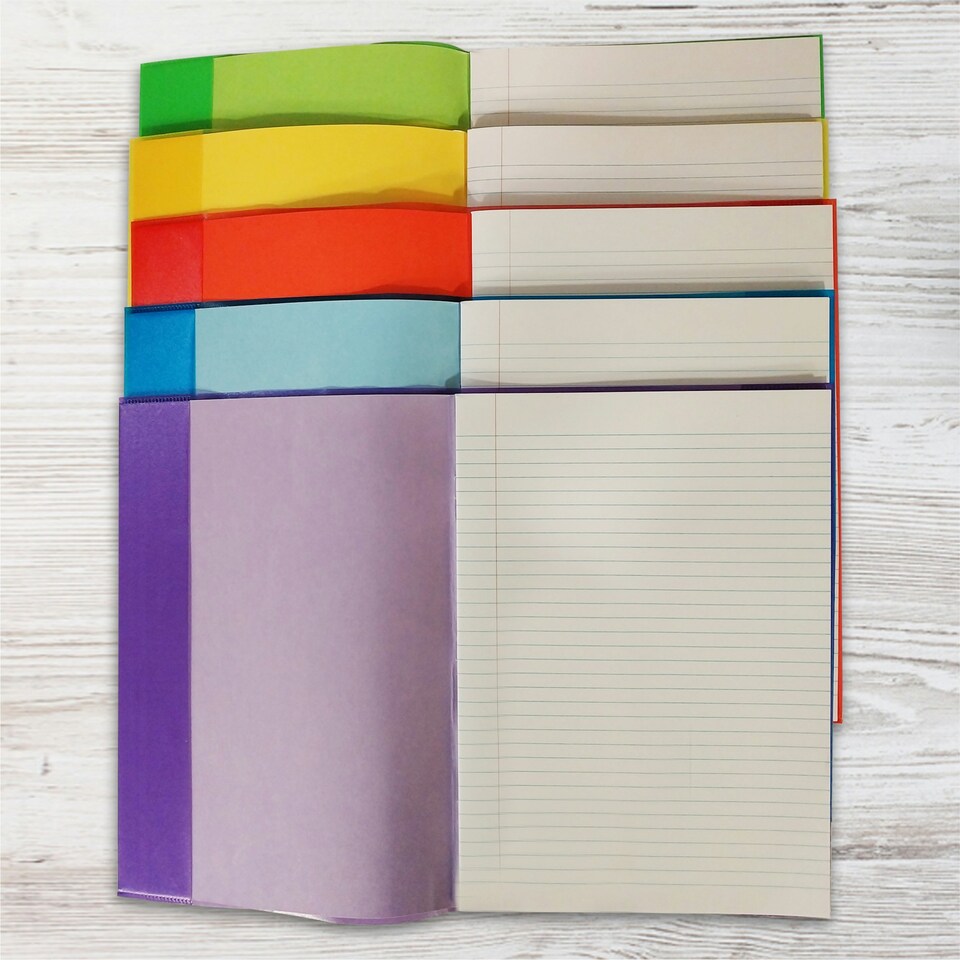 image 1 of Pack of 10 A4 Assorted Coloured Exercise Books with Coloured Book Covers