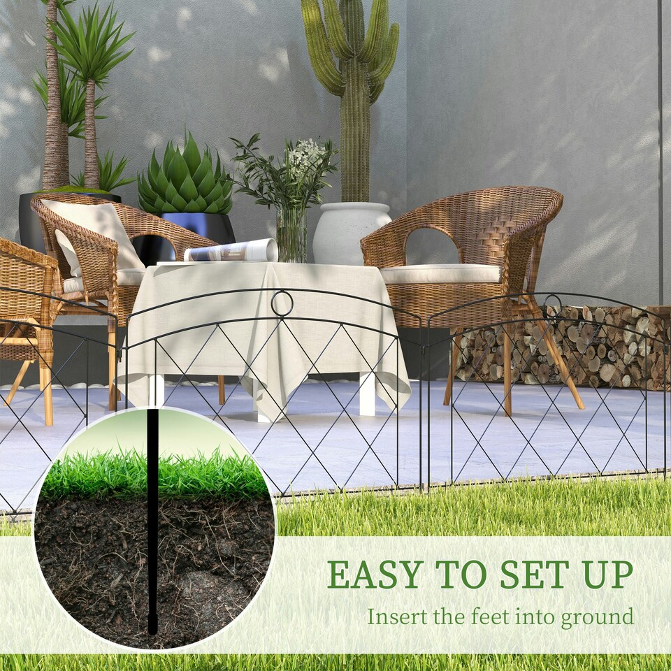 image 1 of Outsunny 6PCs Decorative Garden Fencing 24in x 12ft Metal Border Edging